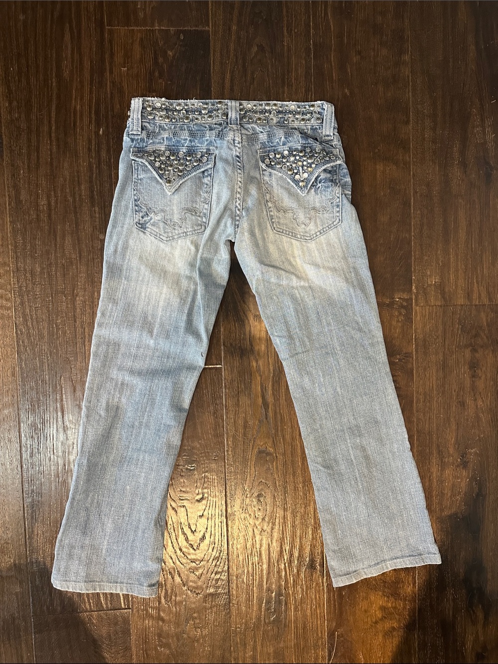 Miss Me Light Blue Boot Cut Jeans with Studded Back Pockets